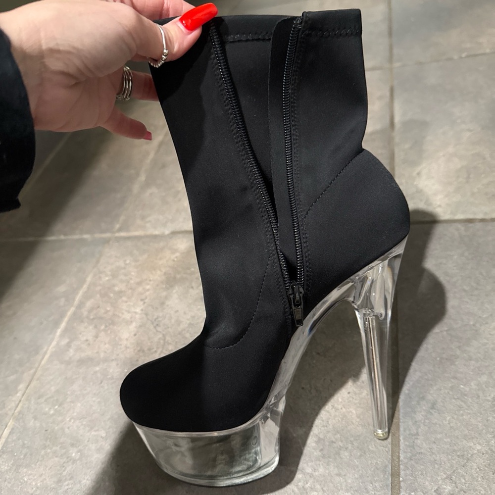 Fashion Nova Black and Clear Heels